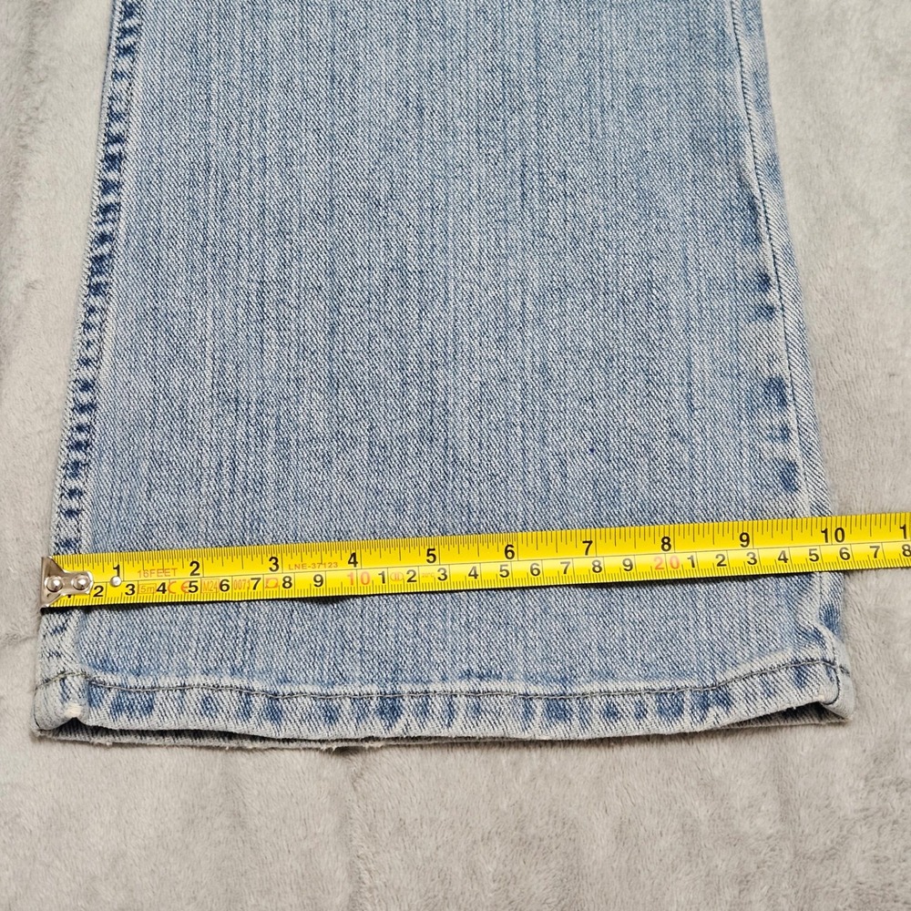 VTG American Eagle Women Jeans 12 Short Light Wash Bell Flare Hipster Fit FLAW - Picture 11 of 15